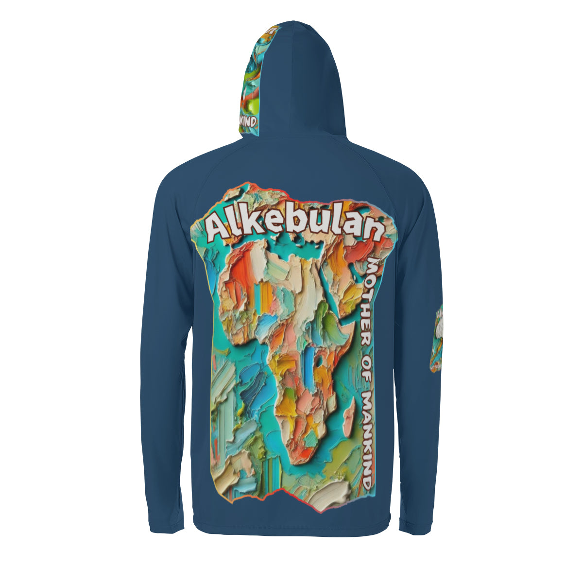 Men's Sun Protection Long Sleeve Hoodie "Alkebulan, The Mother of Mankind"