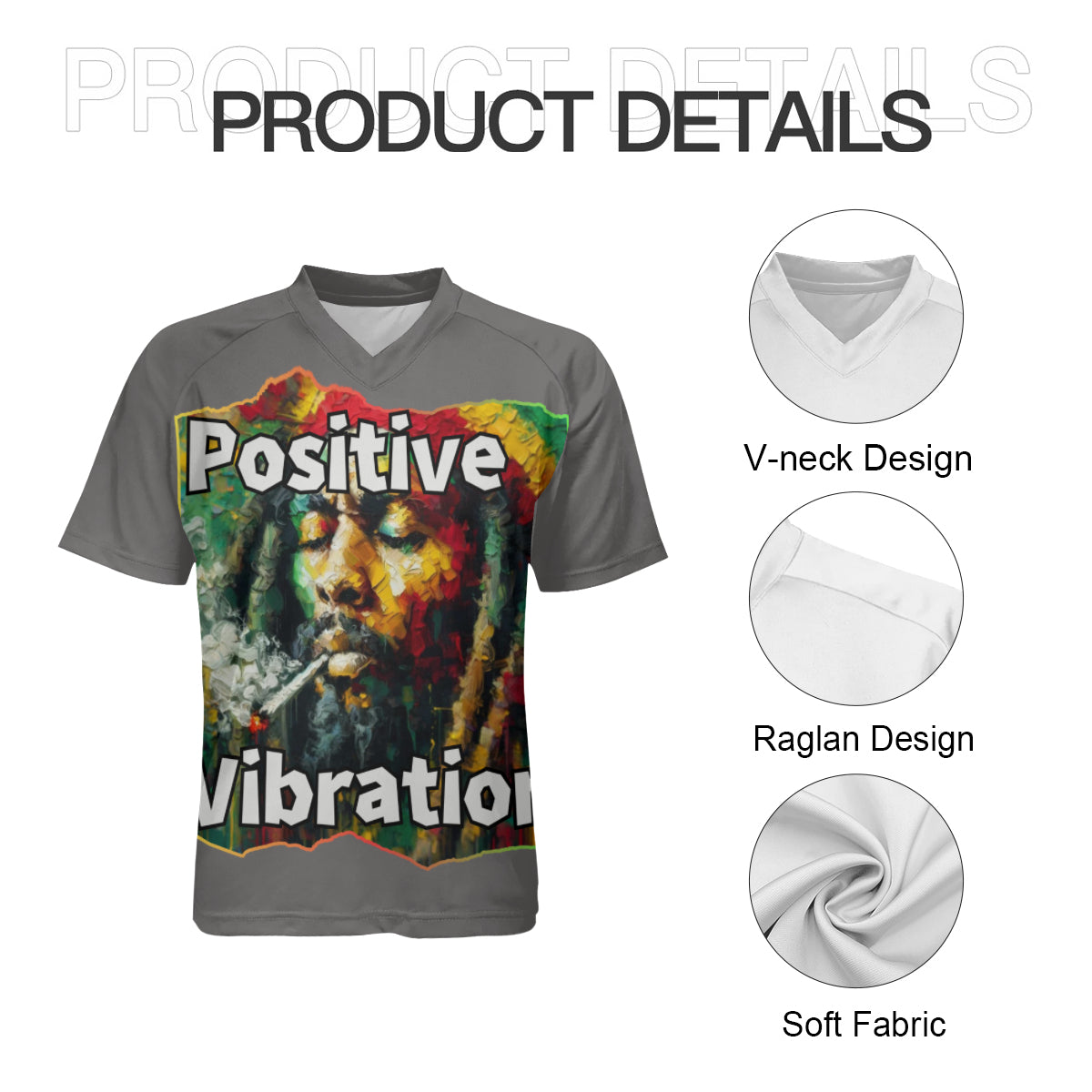 Men's V-Neck Polyester T-Shirt "Positive Vibration"