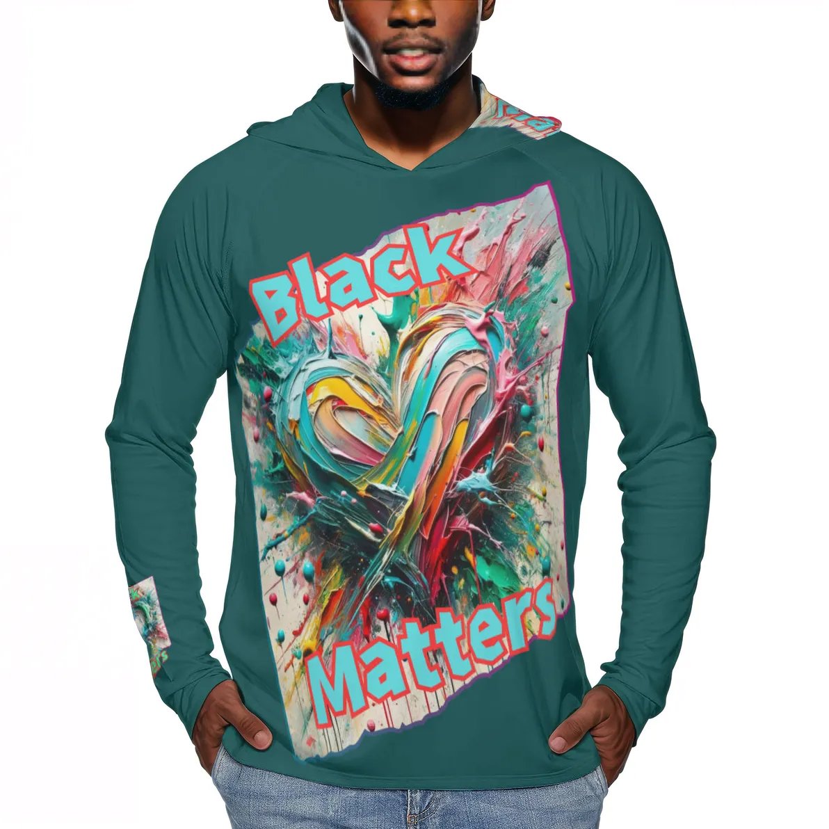 Men's Sun Protection Long Sleeve Hoodie | "Black Love Matters"