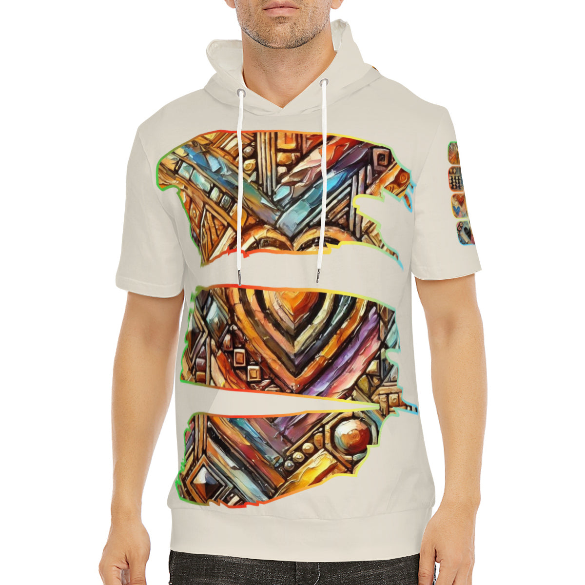 Men’s Cotton Hooded T-Shirt "African Abstract Print"