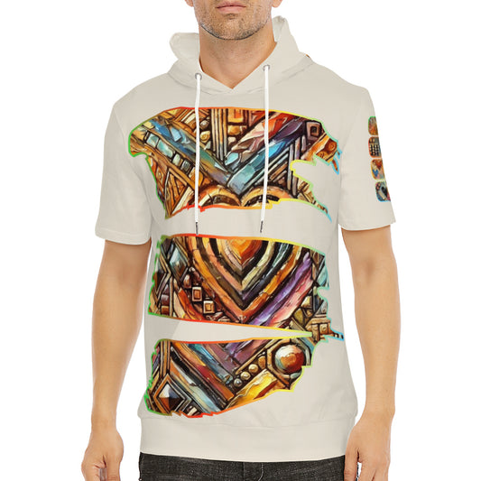 Men’s Cotton Hooded T-Shirt "African Abstract Print"