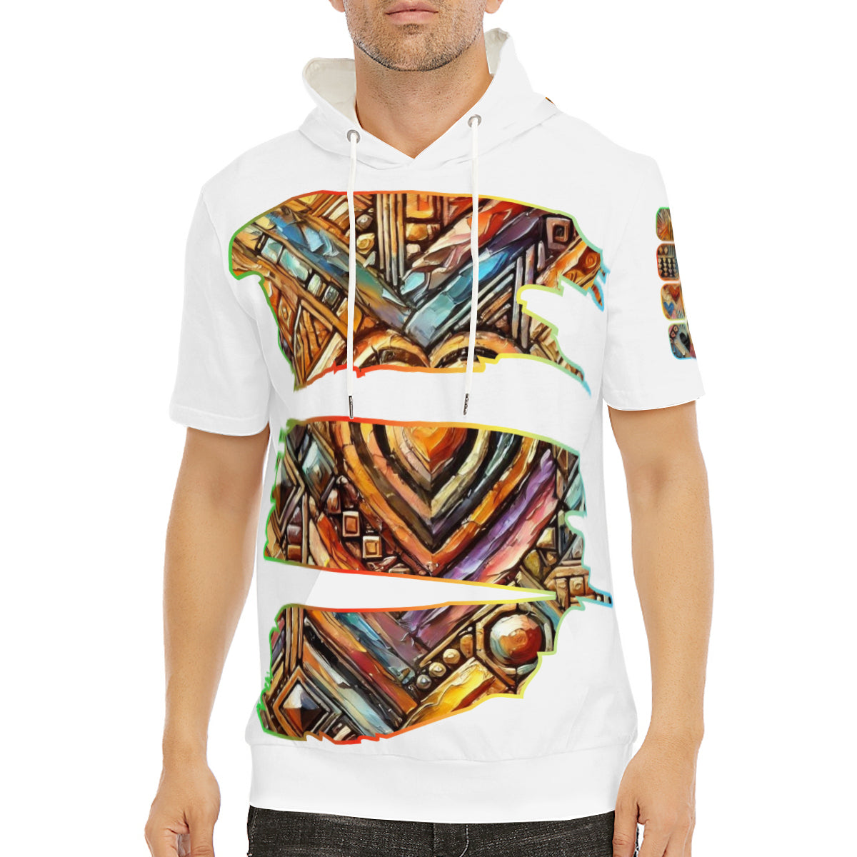 Men’s Cotton Hooded T-Shirt "African Abstract Print"