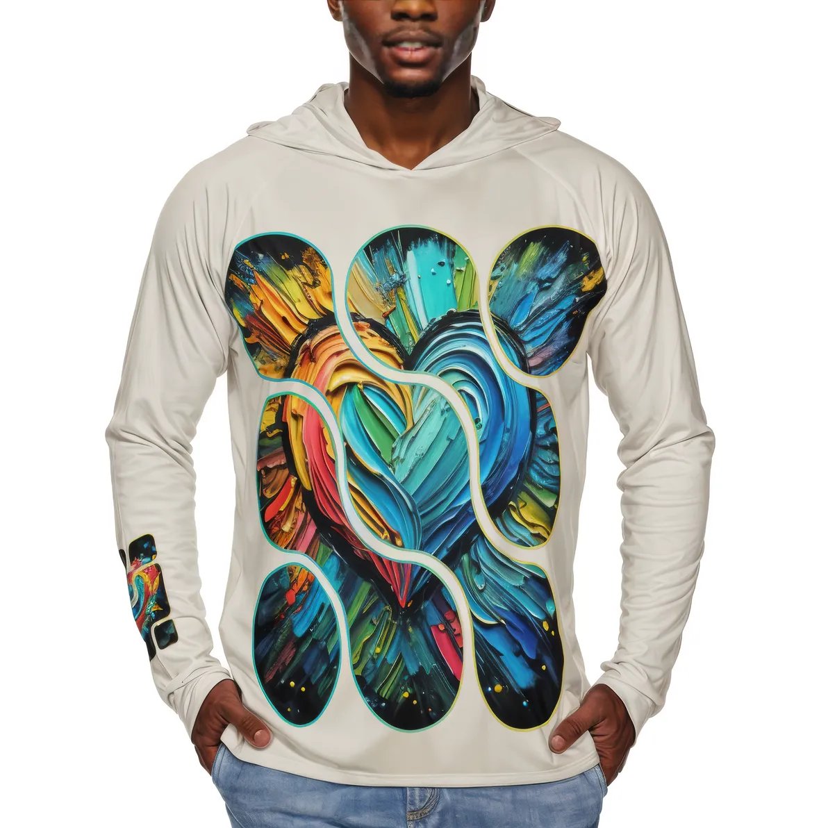 Men's Sun Protection Long Sleeve Hoodie | "Love Print"