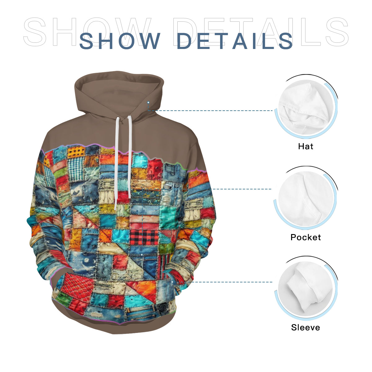 Men’s Adult Hoodie Set with Double-Layer Hood "Patchwork Print"