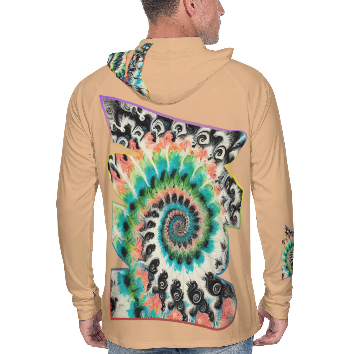 Men's Sun Protection Long Sleeve Hoodie "Abstract Tie-Dye"