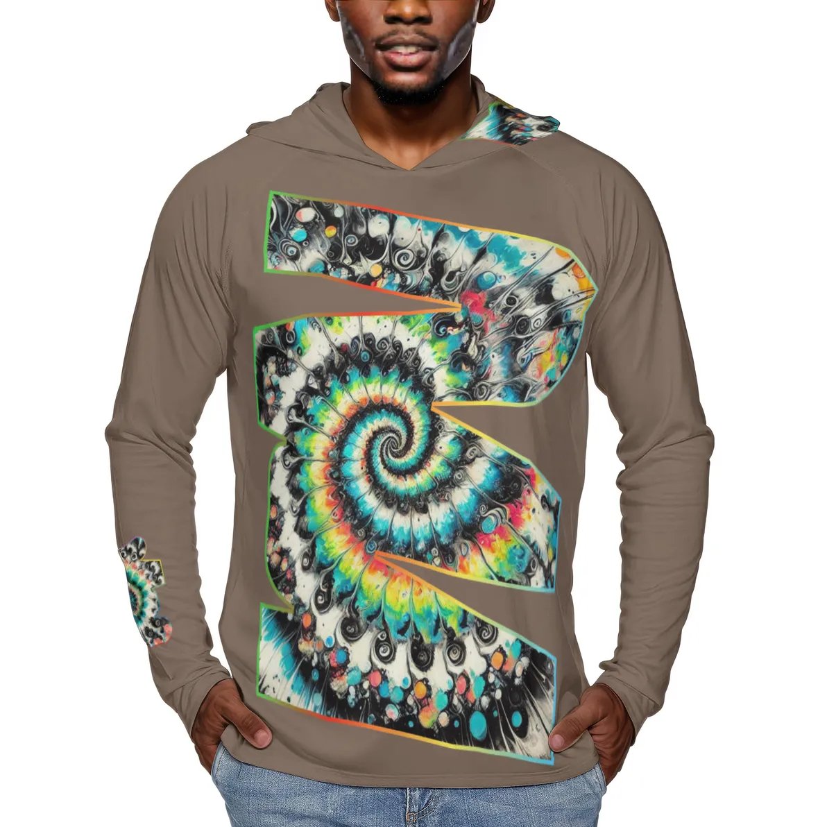 Men's Sun Protection Long Sleeve Hoodie "Abstract Tie-Dye"