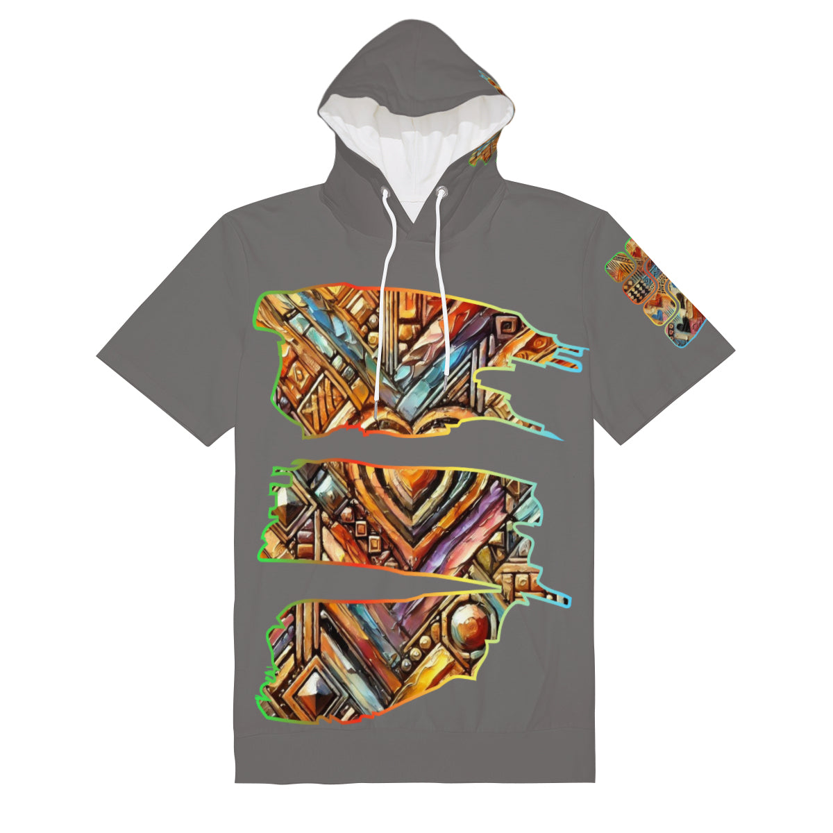 Men’s Cotton Hooded T-Shirt "African Abstract Print"