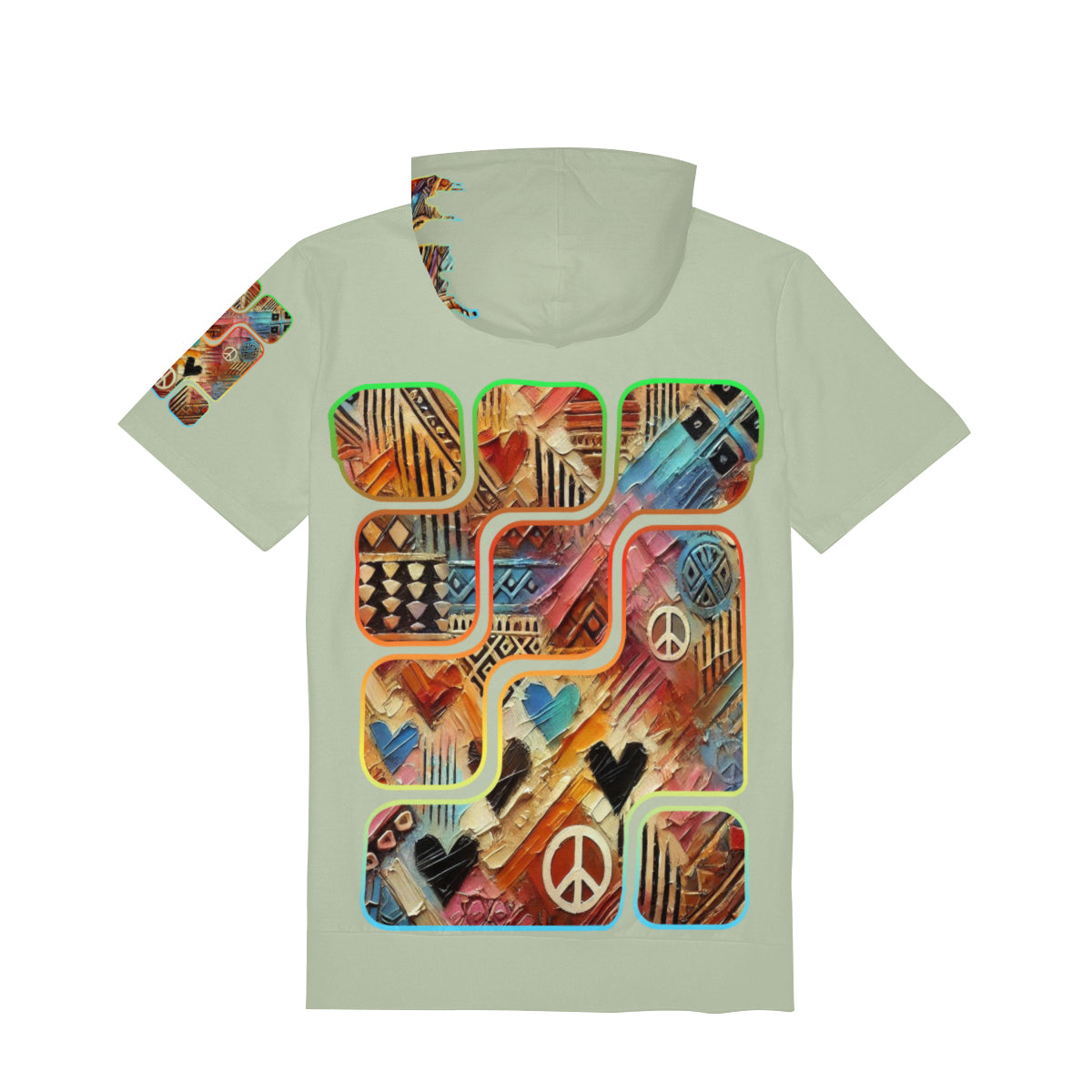 Men’s Cotton Hooded T-Shirt "African Abstract Print"