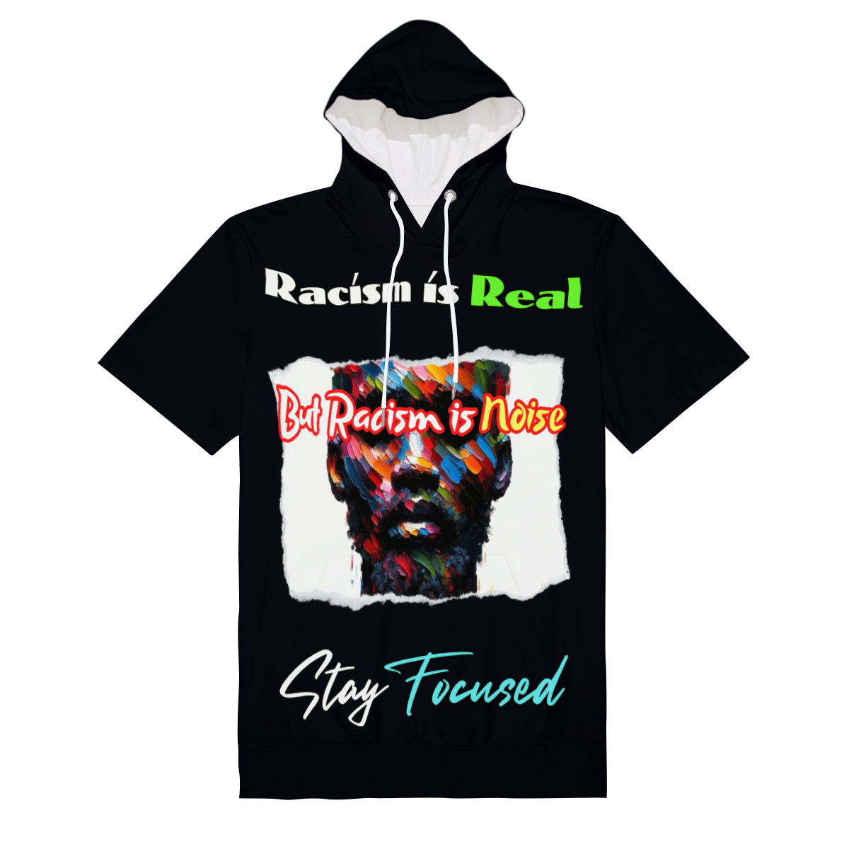 Men’s Cotton Hooded T-Shirt "Racism is Real"