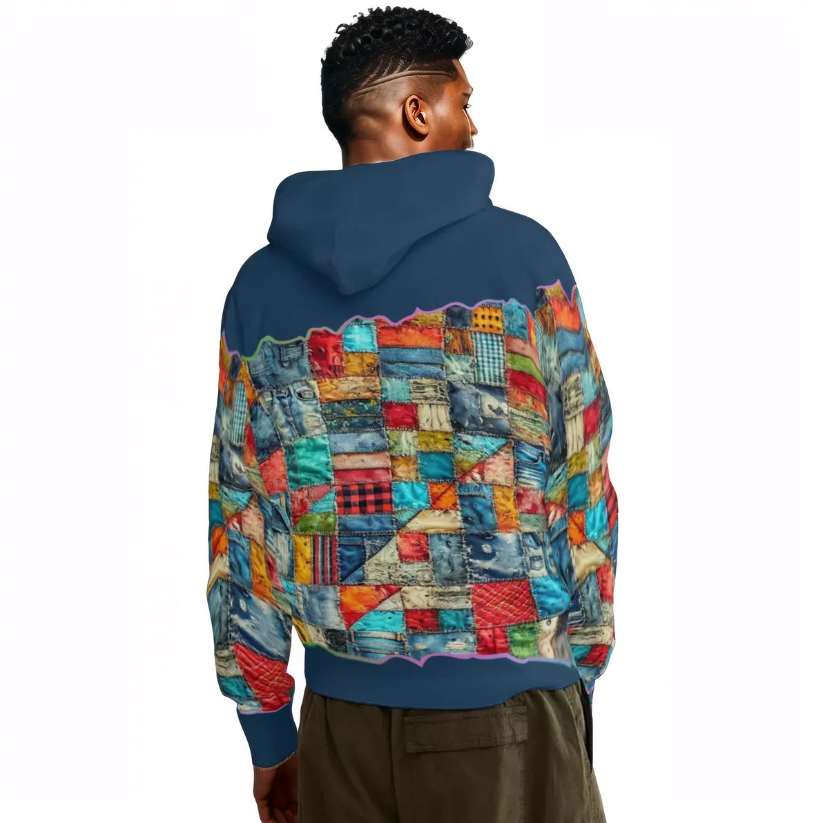 Men’s Adult Hoodie Set with Double-Layer Hood "Patchwork Print"