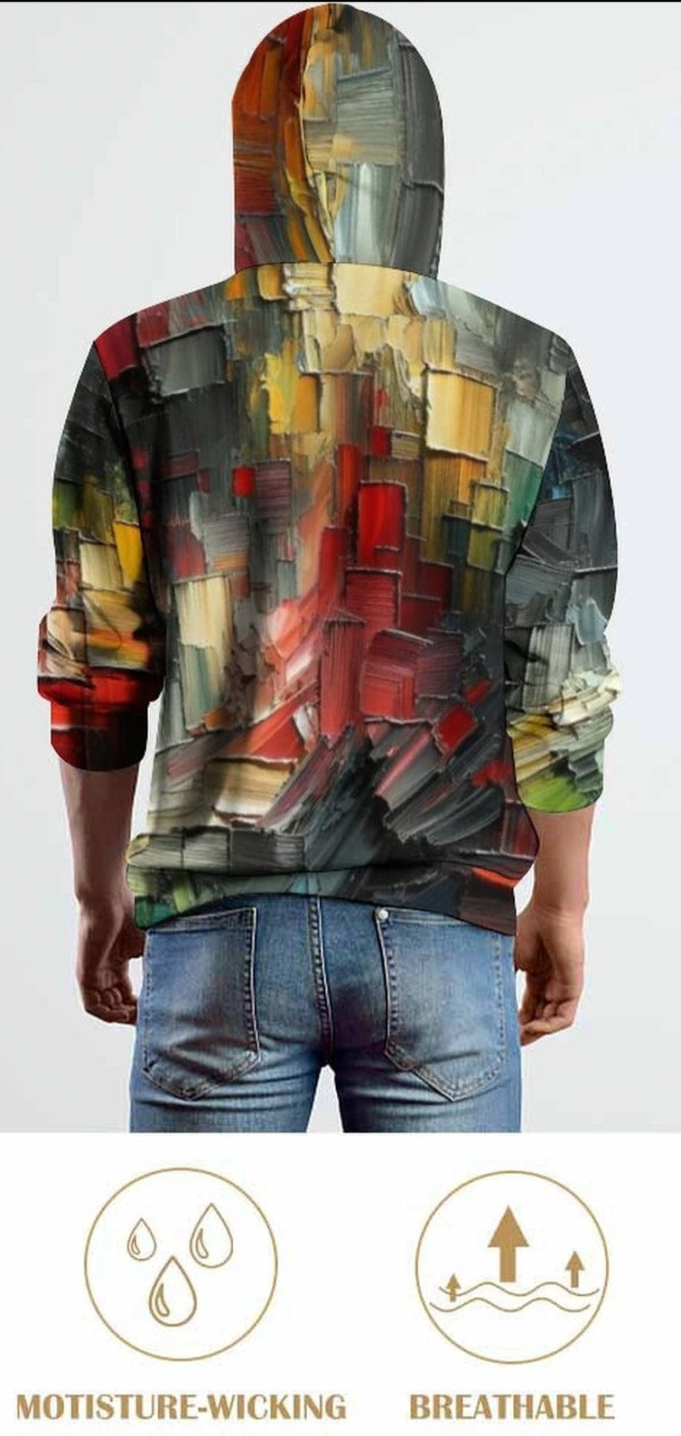 Unisex Soft Polyester Custom Hoodie (Abstract Multi-Color Print)