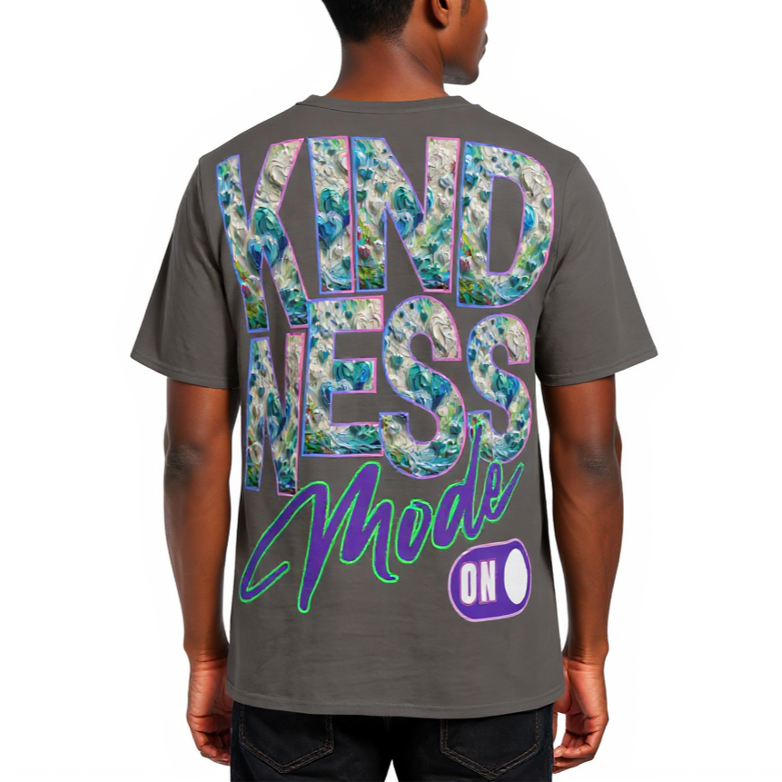 Men's Crewneck Cotton+Polyester Premium T-shirt | "Kindness Mode On"