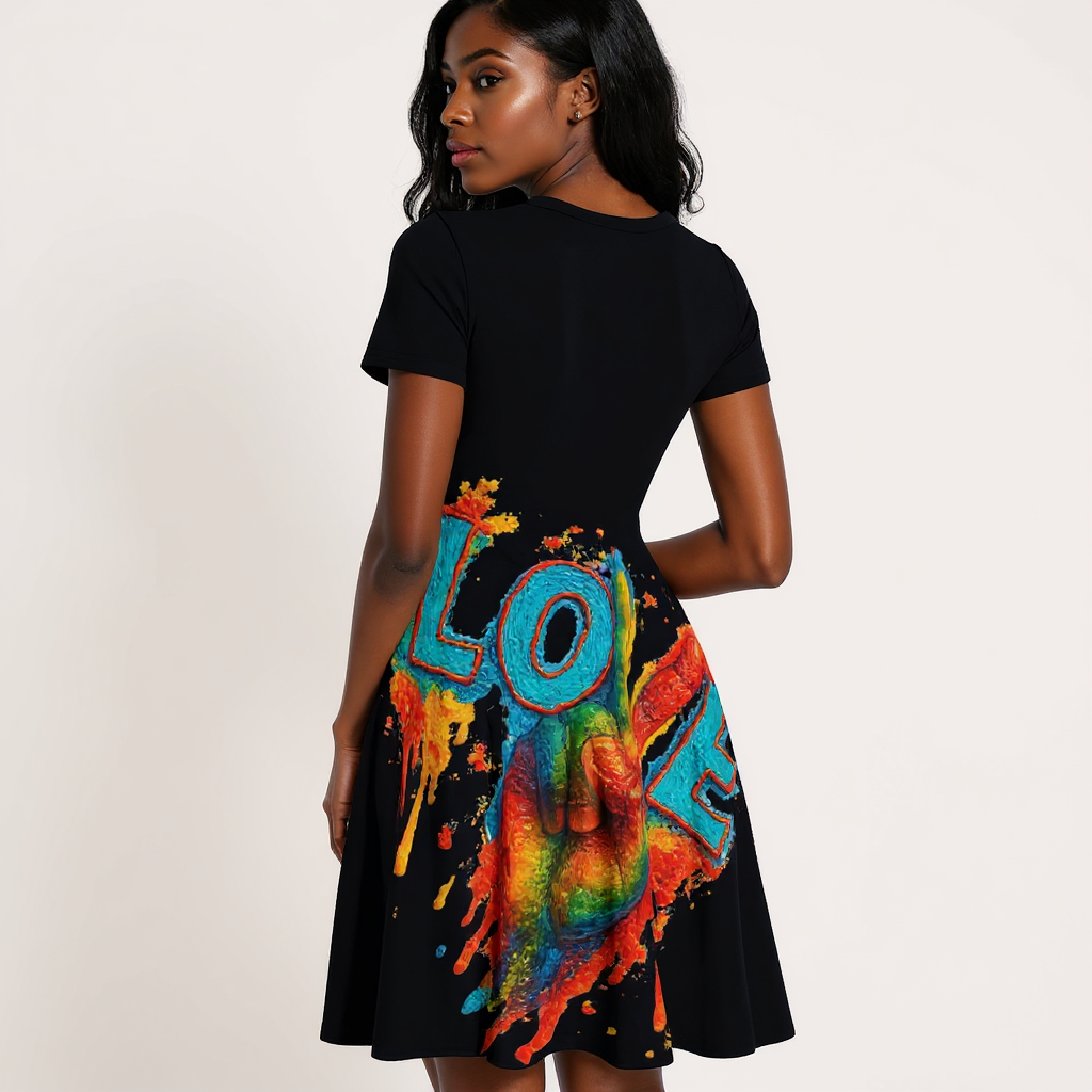 Premium Milk-Silk Short Sleeve Summer Dress |"Peace & Love"