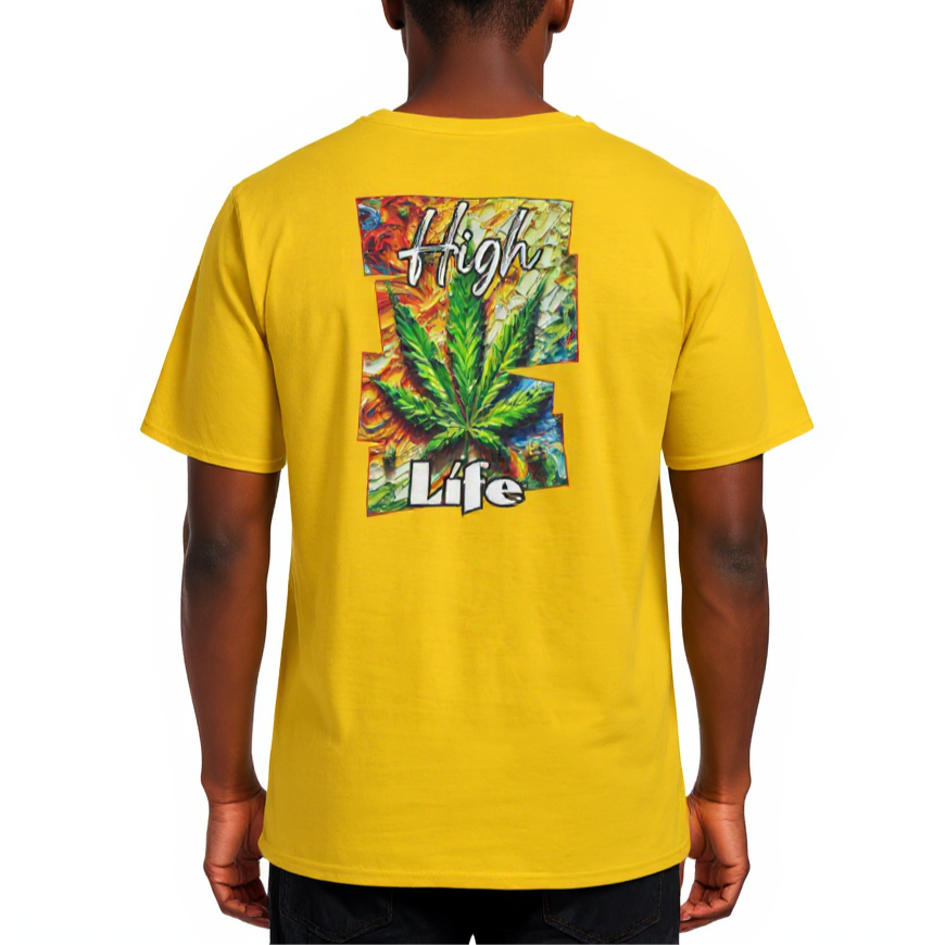 Men's Crewneck Cotton+Polyester Premium T-shirt | "High Life"