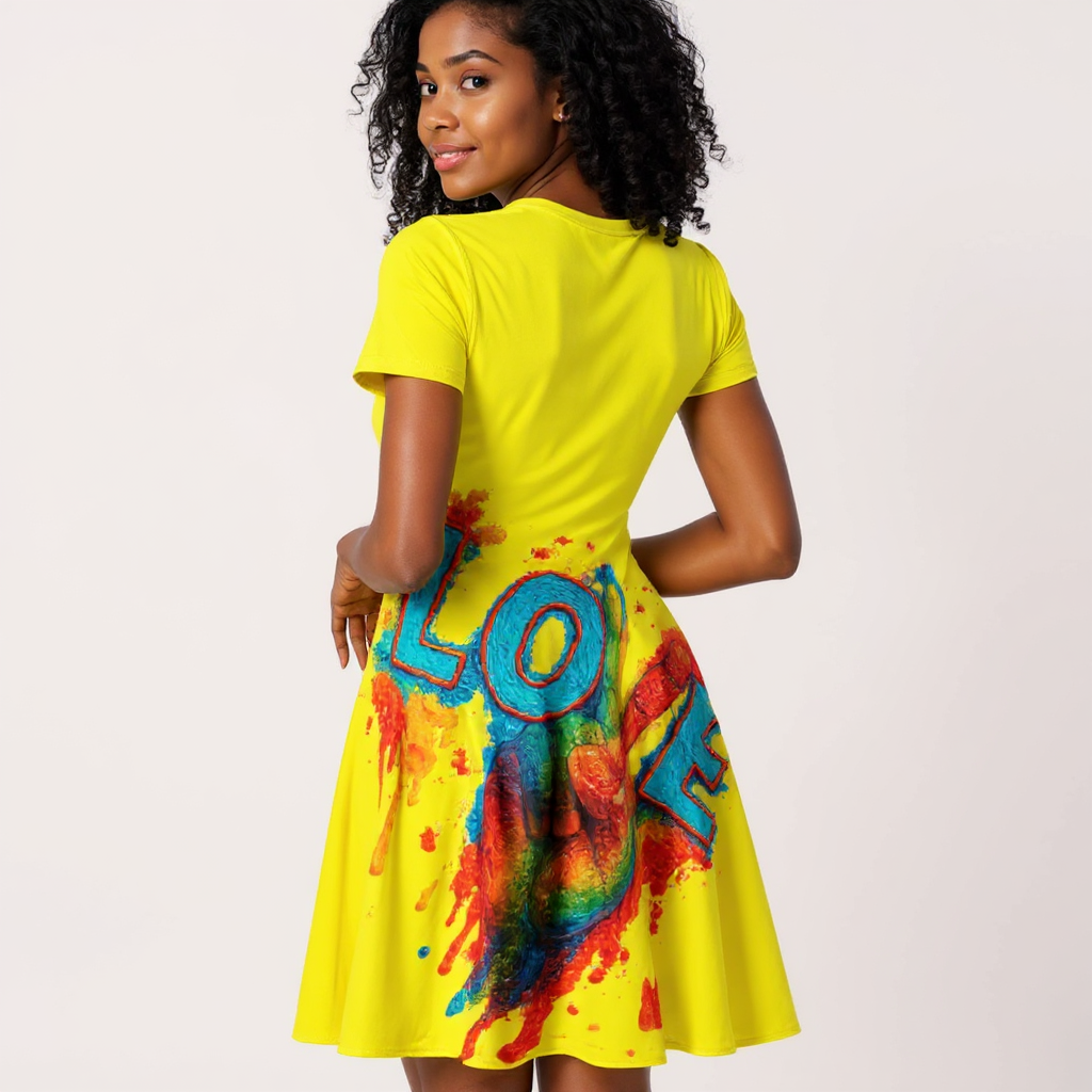 Premium Milk-Silk Short Sleeve Summer Dress |"Peace & Love"