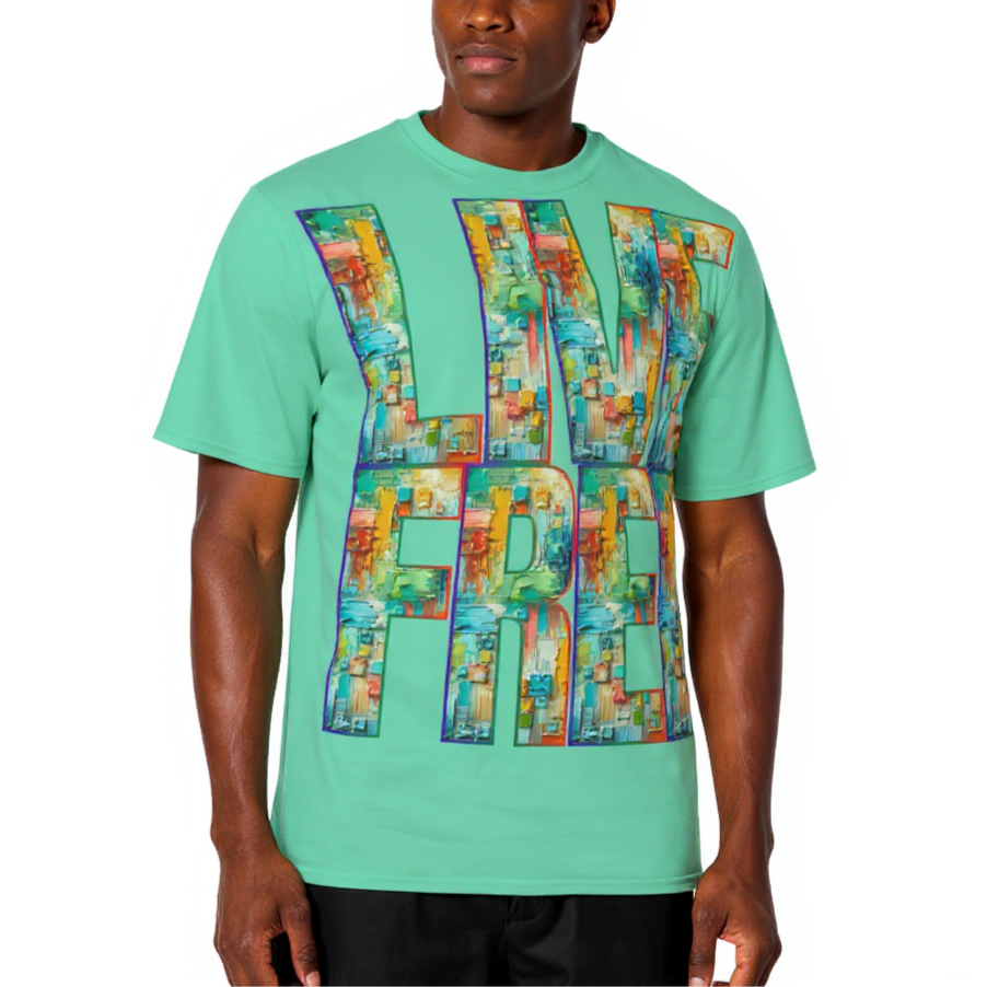 Men's Crewneck Cotton+Polyester Premium T-shirt | "Live.Fee, Free.Dom"