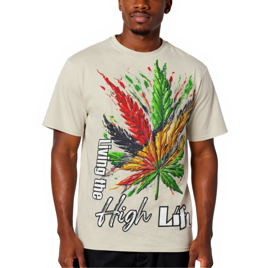 Men's Crewneck Cotton+Polyester Premium T-shirt | "High Life"