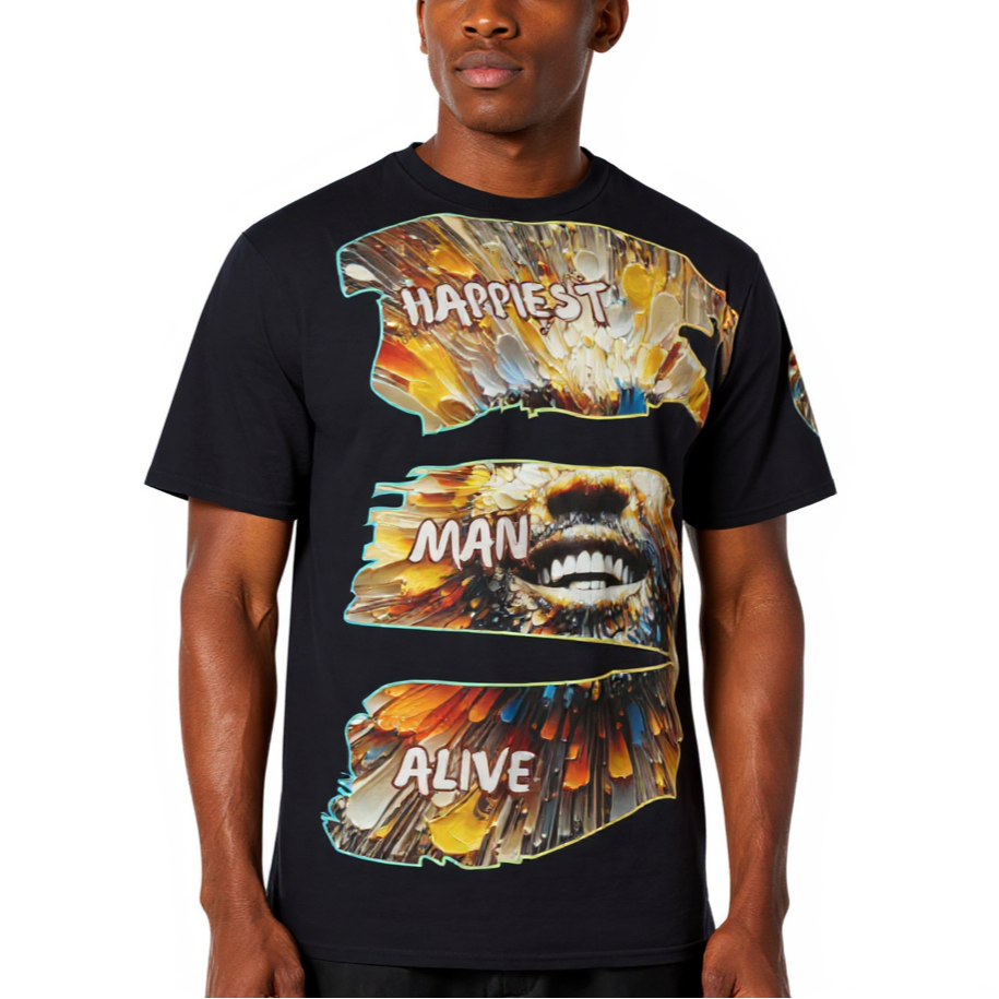Men's Crewneck Cotton+Polyester Premium T-shirt | "Happiest Man Alive"