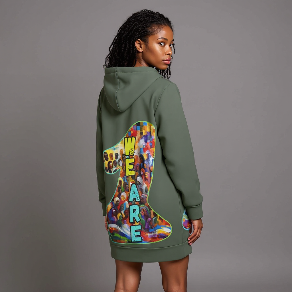 VelvetVibe™ Luxe Hoodie Dress | "We Are One"