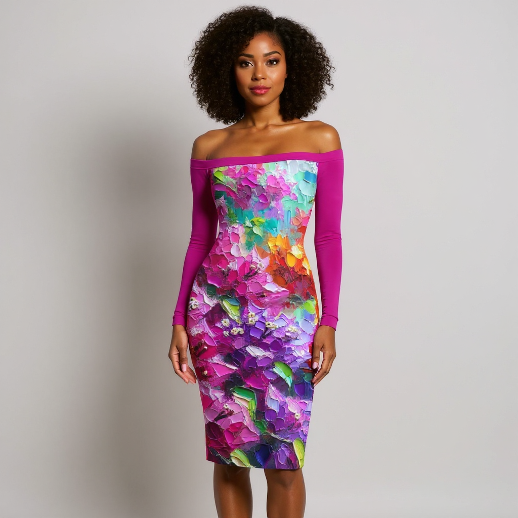 Eclipse Bodycon Off-Shoulder Dress | "Floral Print"