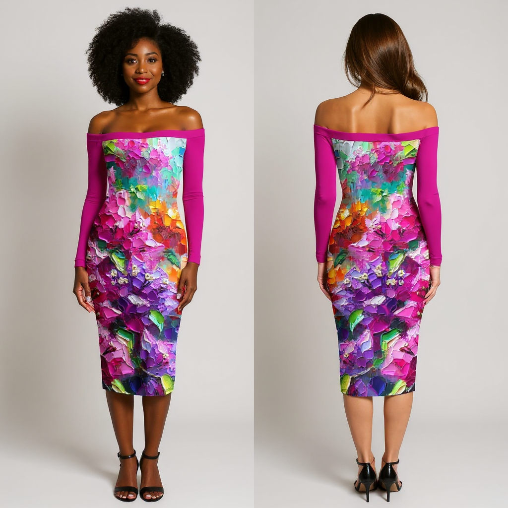Eclipse Bodycon Off-Shoulder Dress | "Floral Print"