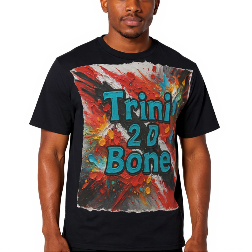 Men's Crewneck Cotton+Polyester Premium T-shirt | "Trini 2D Bone"