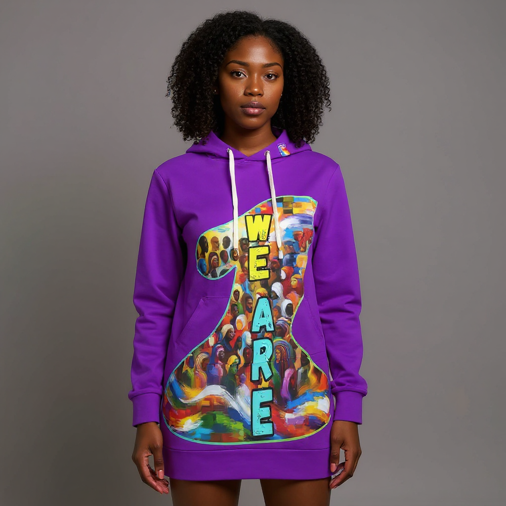 VelvetVibe™ Luxe Hoodie Dress | "We Are One"