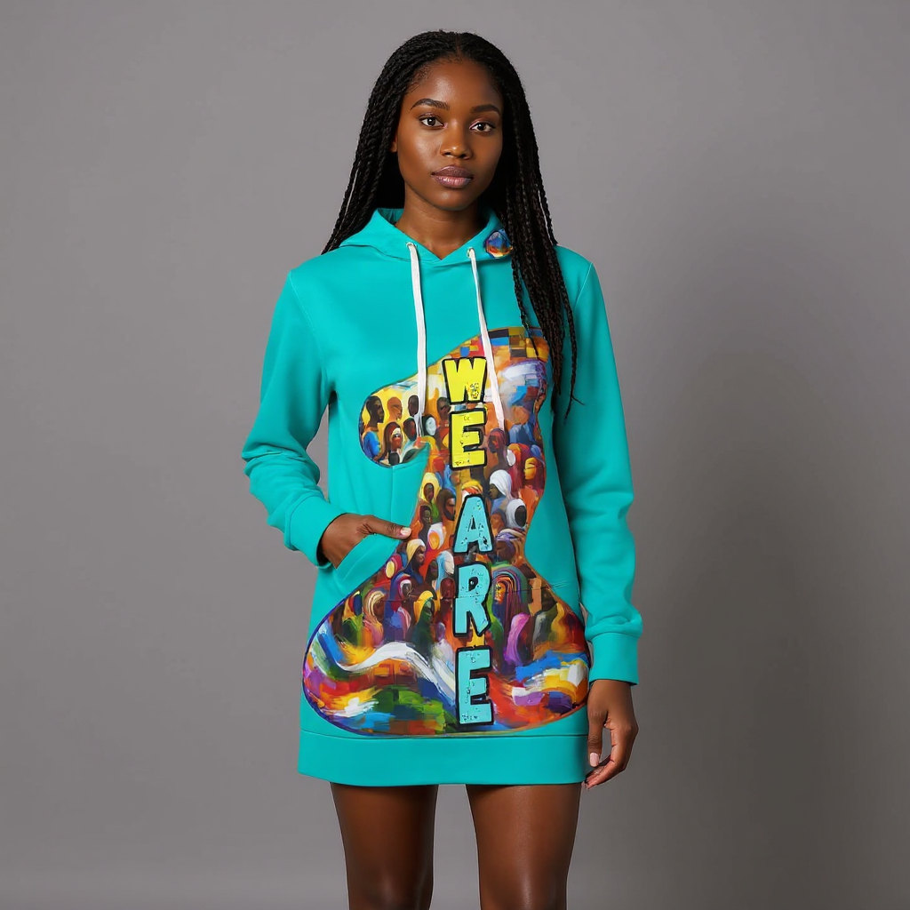 VelvetVibe™ Luxe Hoodie Dress | "We Are One"