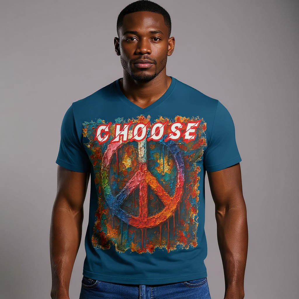 SoftSoul™ V-Neck Tee | "Choose Peace"