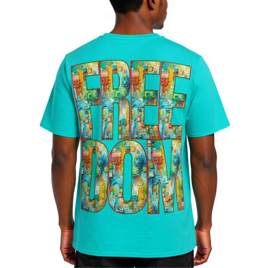 Men's Crewneck Cotton+Polyester Premium T-shirt | "Live.Fee, Free.Dom"