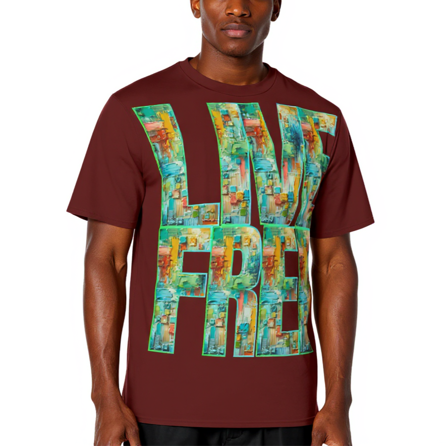 Men's Crewneck Cotton+Polyester Premium T-shirt | "Live.Fee, Free.Dom"