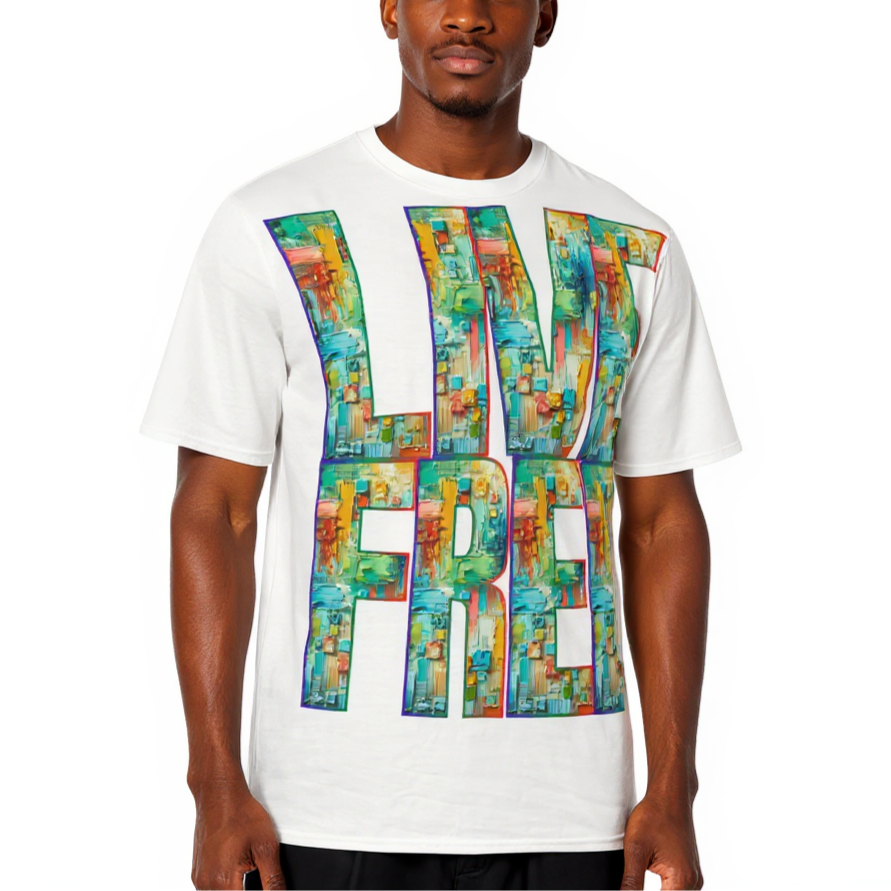 Men's Crewneck Cotton+Polyester Premium T-shirt | "Live.Fee, Free.Dom"