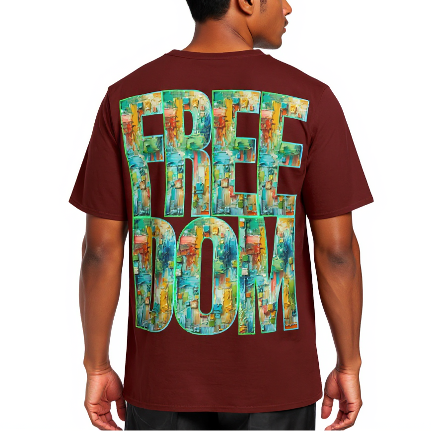 Men's Crewneck Cotton+Polyester Premium T-shirt | "Live.Fee, Free.Dom"