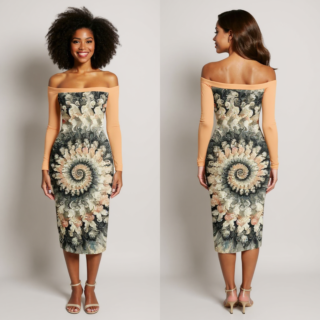 Eclipse Bodycon Off-Shoulder Dress | "Tie-Dye Print"