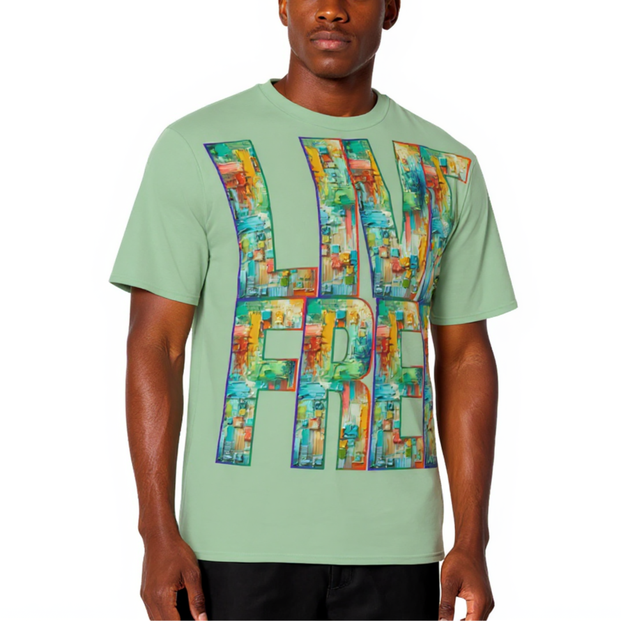 Men's Crewneck Cotton+Polyester Premium T-shirt | "Live.Fee, Free.Dom"