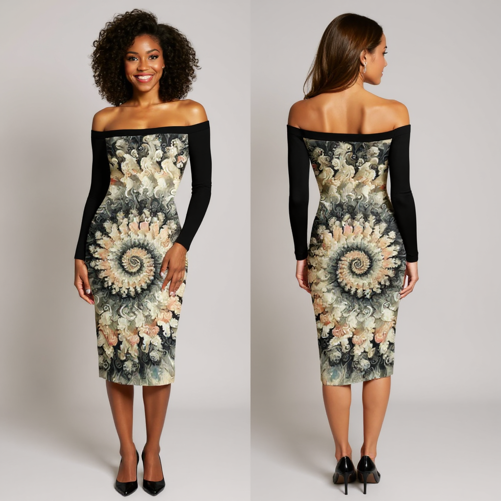 Eclipse Bodycon Off-Shoulder Dress | "Tie-Dye Print"
