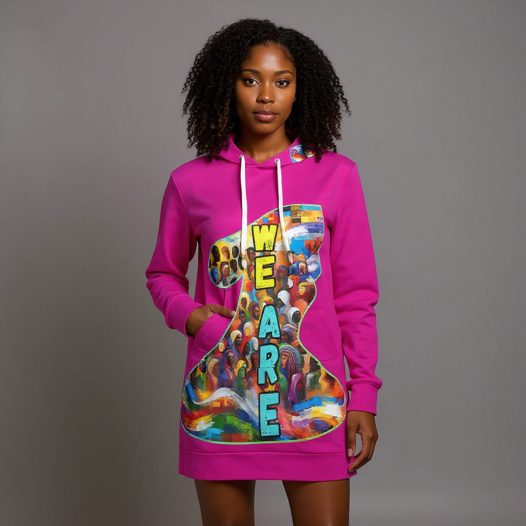 VelvetVibe™ Luxe Hoodie Dress | "We Are One"