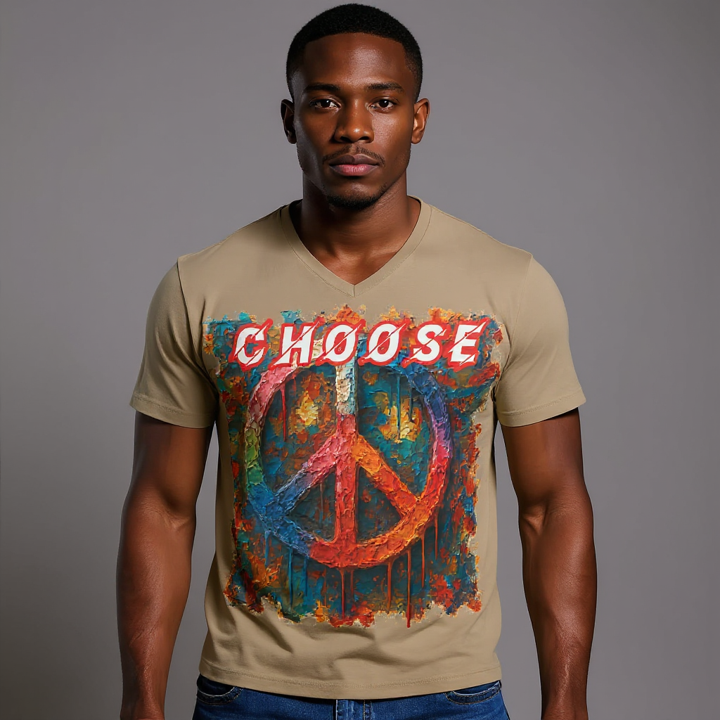 SoftSoul™ V-Neck Tee | "Choose Peace"