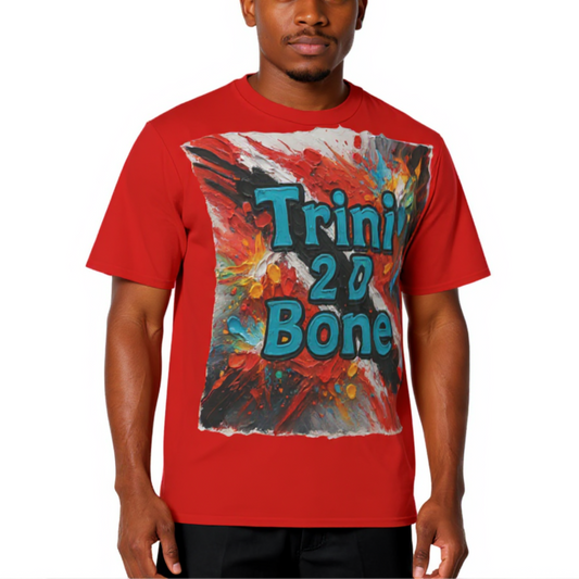 Men's Crewneck Cotton+Polyester Premium T-shirt | "Trini 2D Bone"