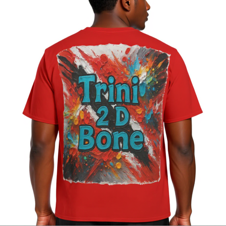 Men's Crewneck Cotton+Polyester Premium T-shirt | "Trini 2D Bone"
