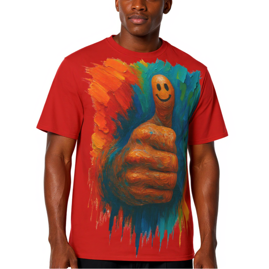 Men's Crewneck Cotton+Polyester Premium T-shirt | "Thumbs Up"