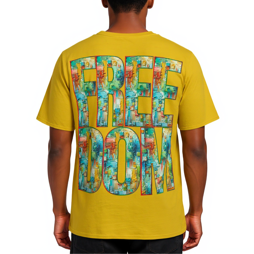 Men's Crewneck Cotton+Polyester Premium T-shirt | "Live.Fee, Free.Dom"