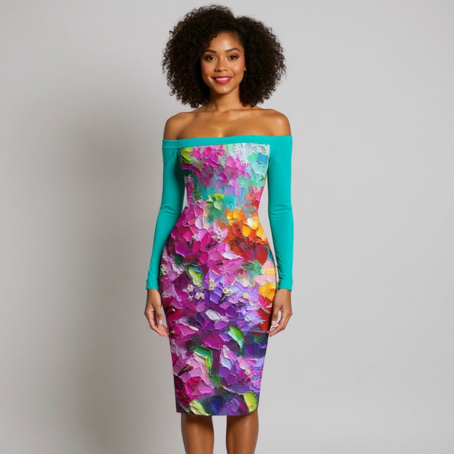 Eclipse Bodycon Off-Shoulder Dress | "Floral Print"