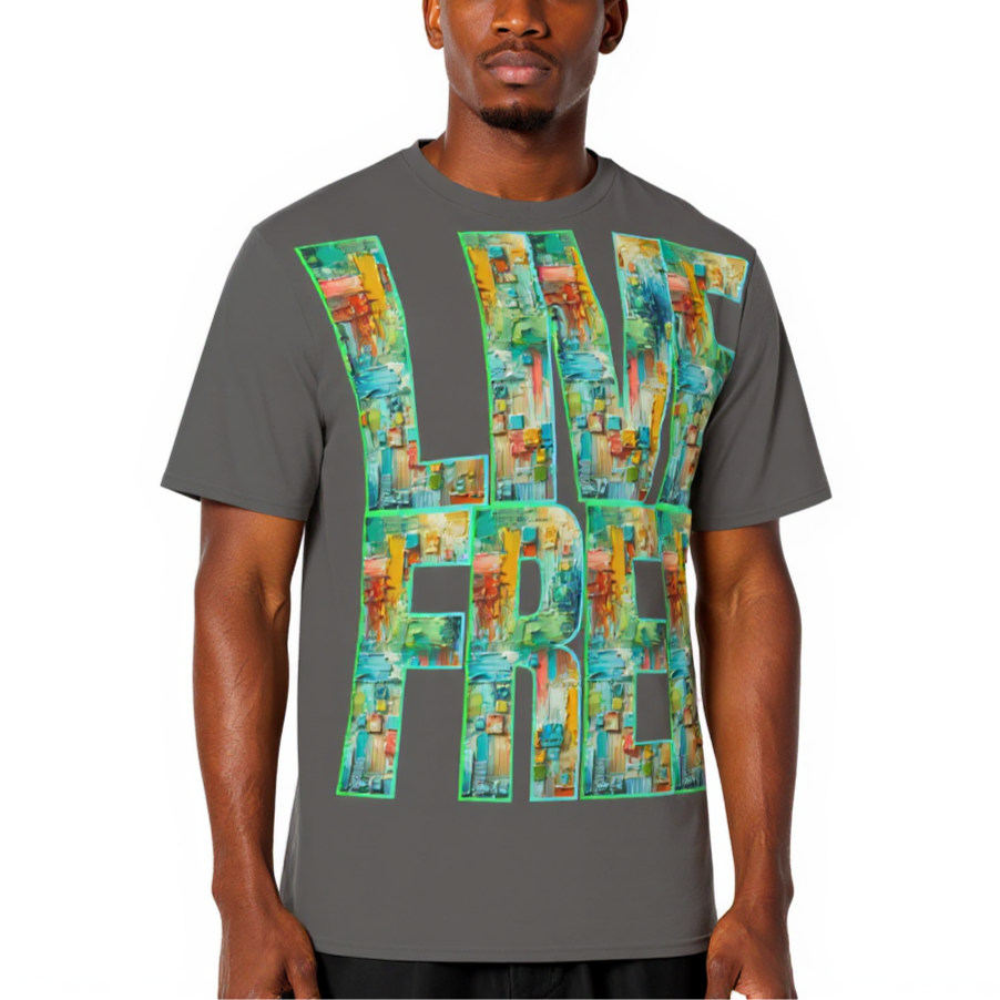 Men's Crewneck Cotton+Polyester Premium T-shirt | "Live.Fee, Free.Dom"