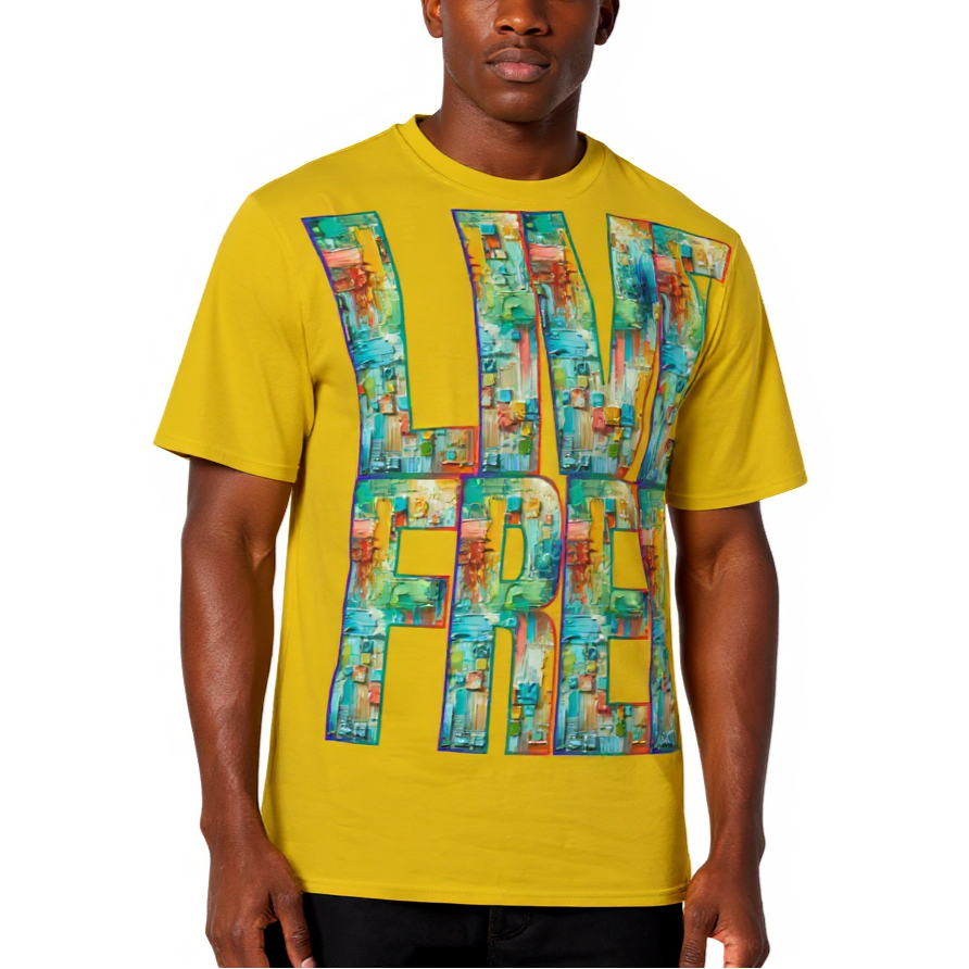 Men's Crewneck Cotton+Polyester Premium T-shirt | "Live.Fee, Free.Dom"