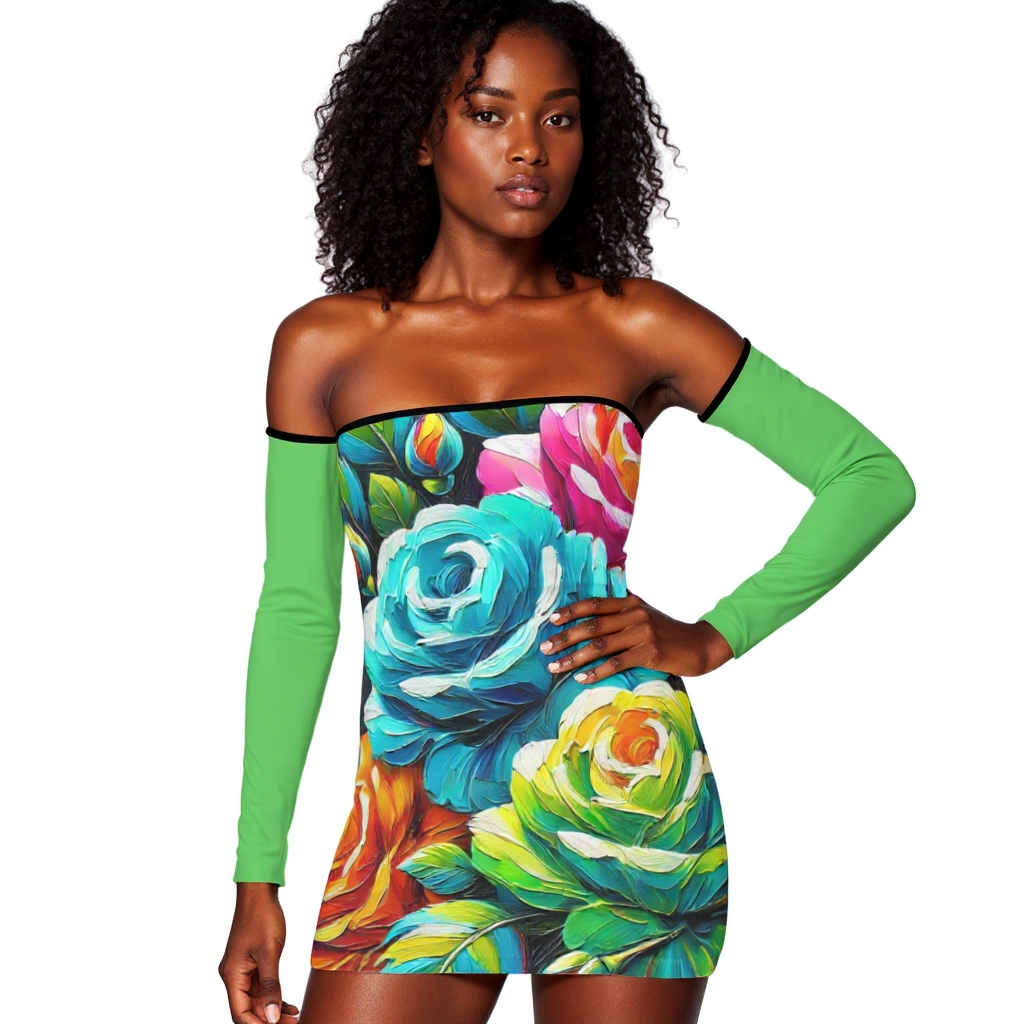 Sunset Siren Strapless Lace-Up Dress |"Floral Print"