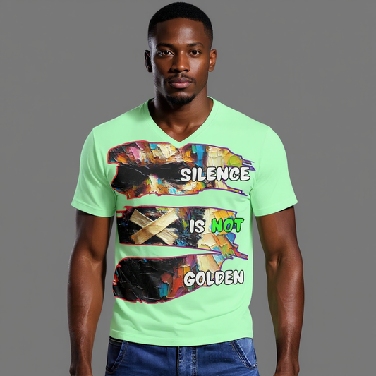 SoftSoul™ V-Neck Tee | "Silence is Not Golden"