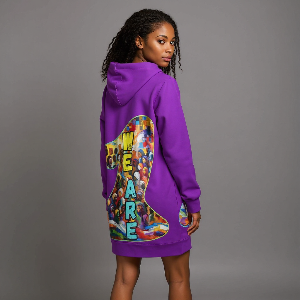 VelvetVibe™ Luxe Hoodie Dress | "We Are One"