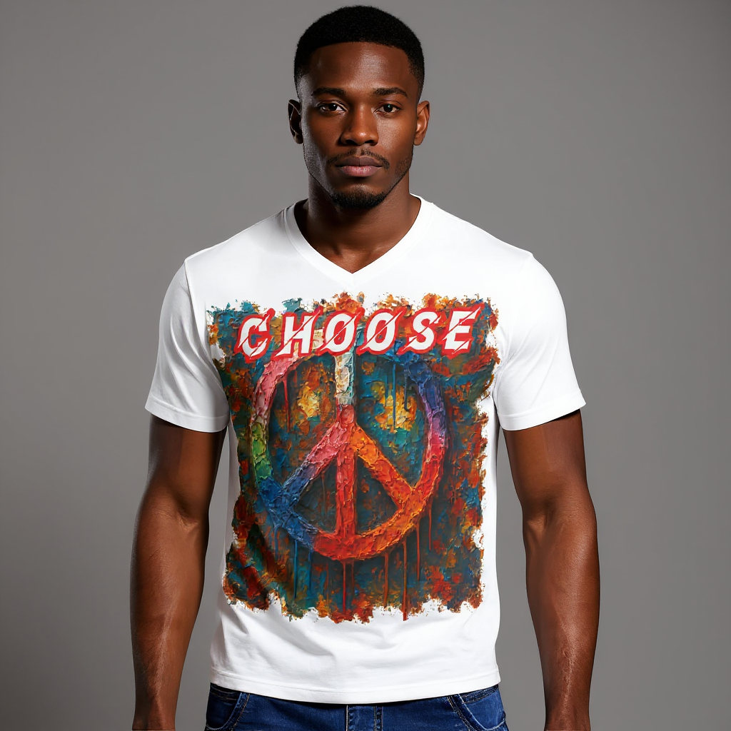 SoftSoul™ V-Neck Tee | "Choose Peace"