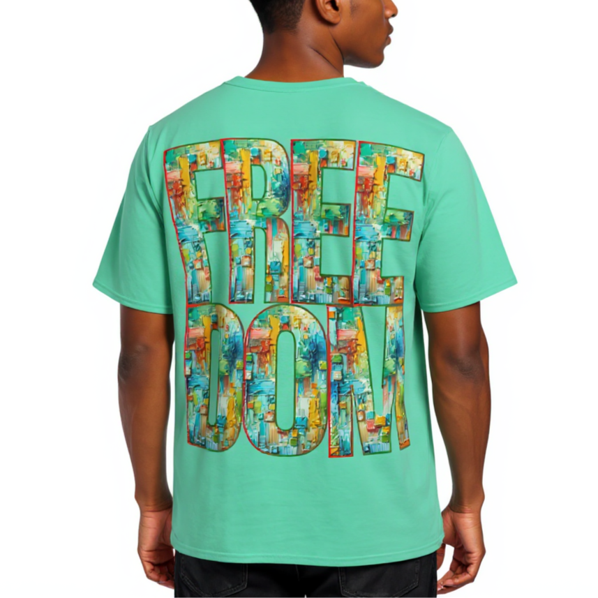 Men's Crewneck Cotton+Polyester Premium T-shirt | "Live.Fee, Free.Dom"